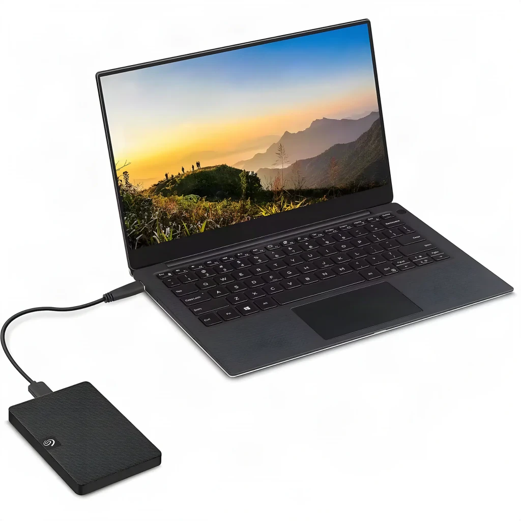 Seagate Expansion STKM1000400 1TB negro, uso: conectado por USB a portátil con paisaje en pantalla