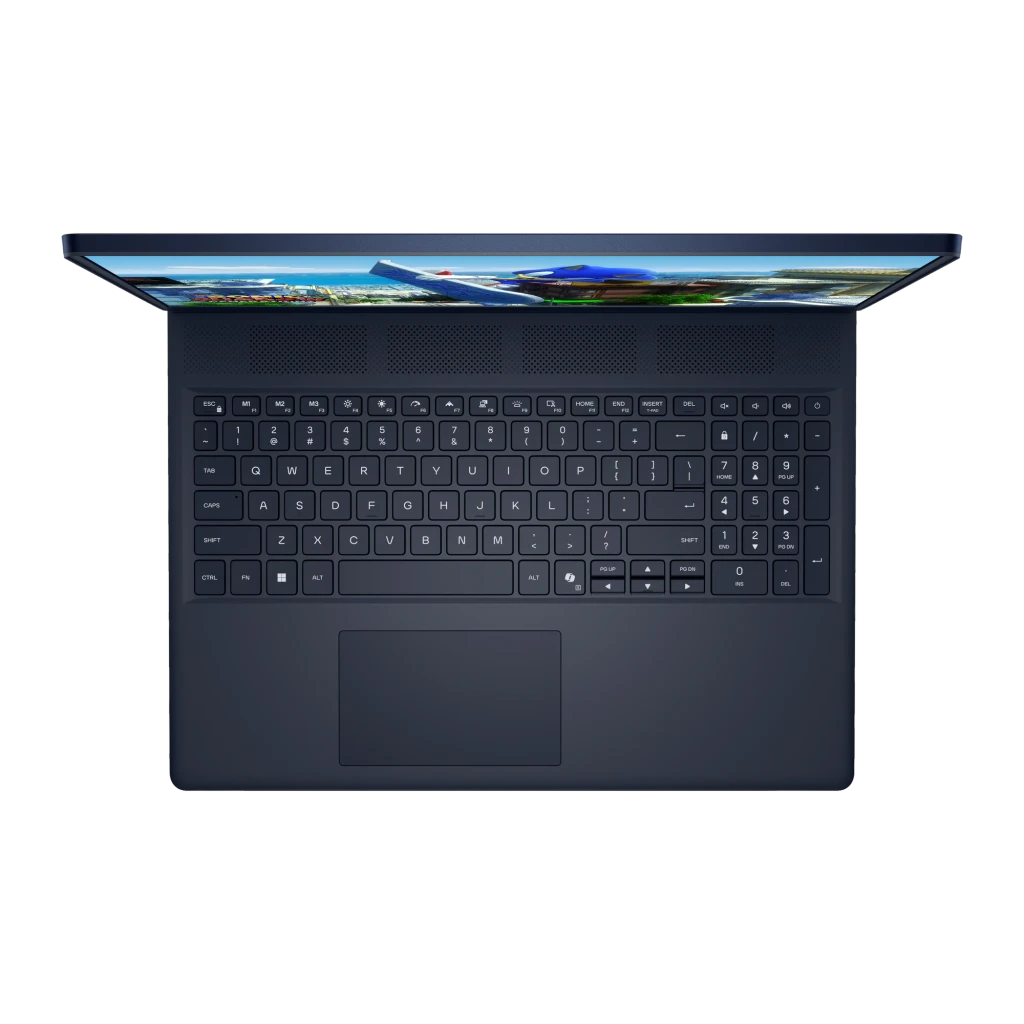 Alienware Aurora 16 1TB Indigo, vista frontal: pantalla con Sonic Shadow Generations, teclado y touchpad visibles - Ítem5