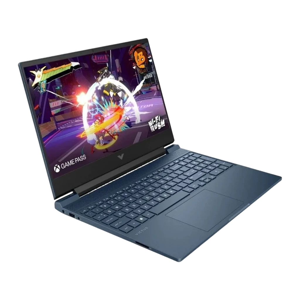 HP Victus 15-fa2039ns 1000GB Azul, vista frontal: pantalla con logo Victus, teclado completo con teclado numérico y touchpad - Ítem2