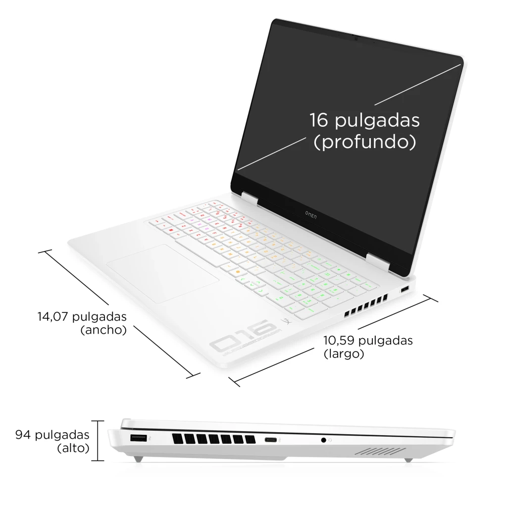 HP OMEN 16 1TB Blanco, vista frontal abierta: pantalla con League of Legends y teclado RGB retroiluminado - Ítem5
