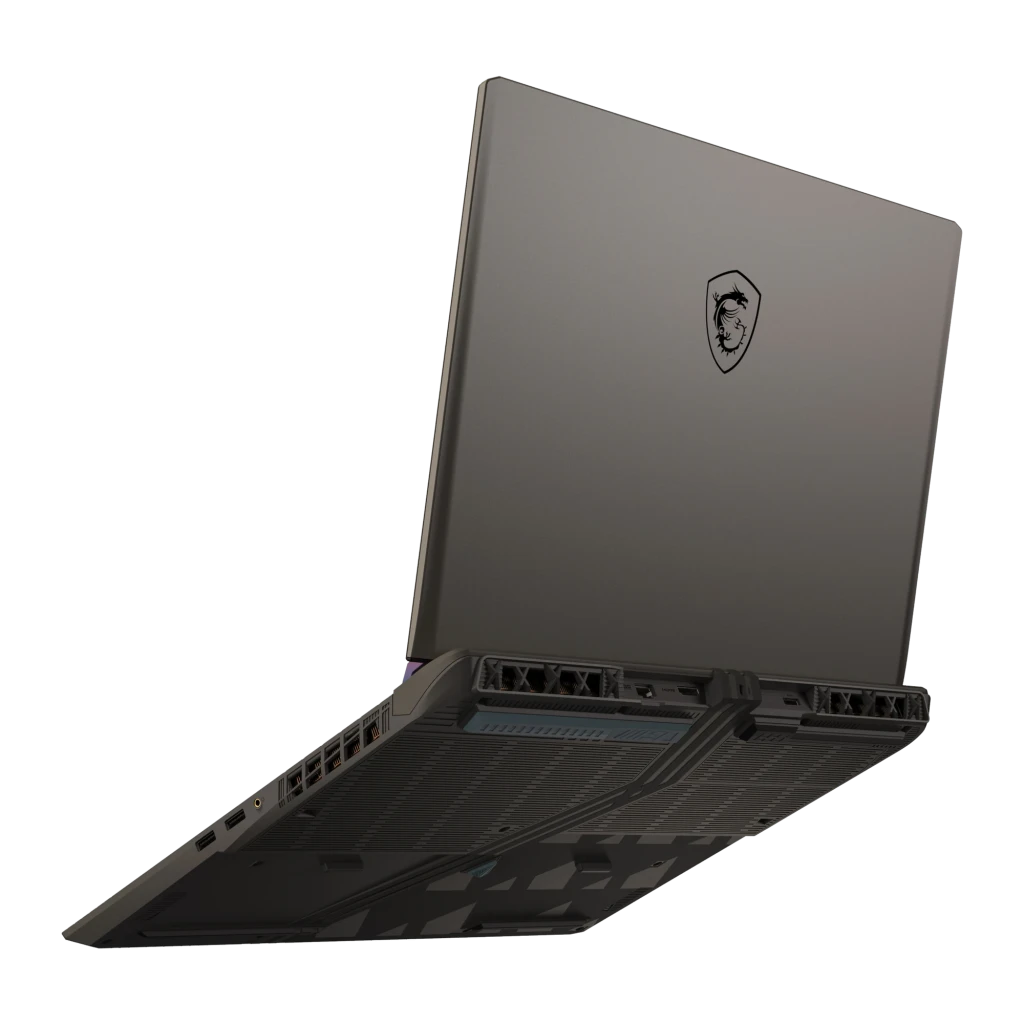 MSI Vector 18 HX AI 1TB Cosmos Gray, vista frontal: pantalla con logo dragón MSI y teclado RGB multicolor iluminado - Ítem8