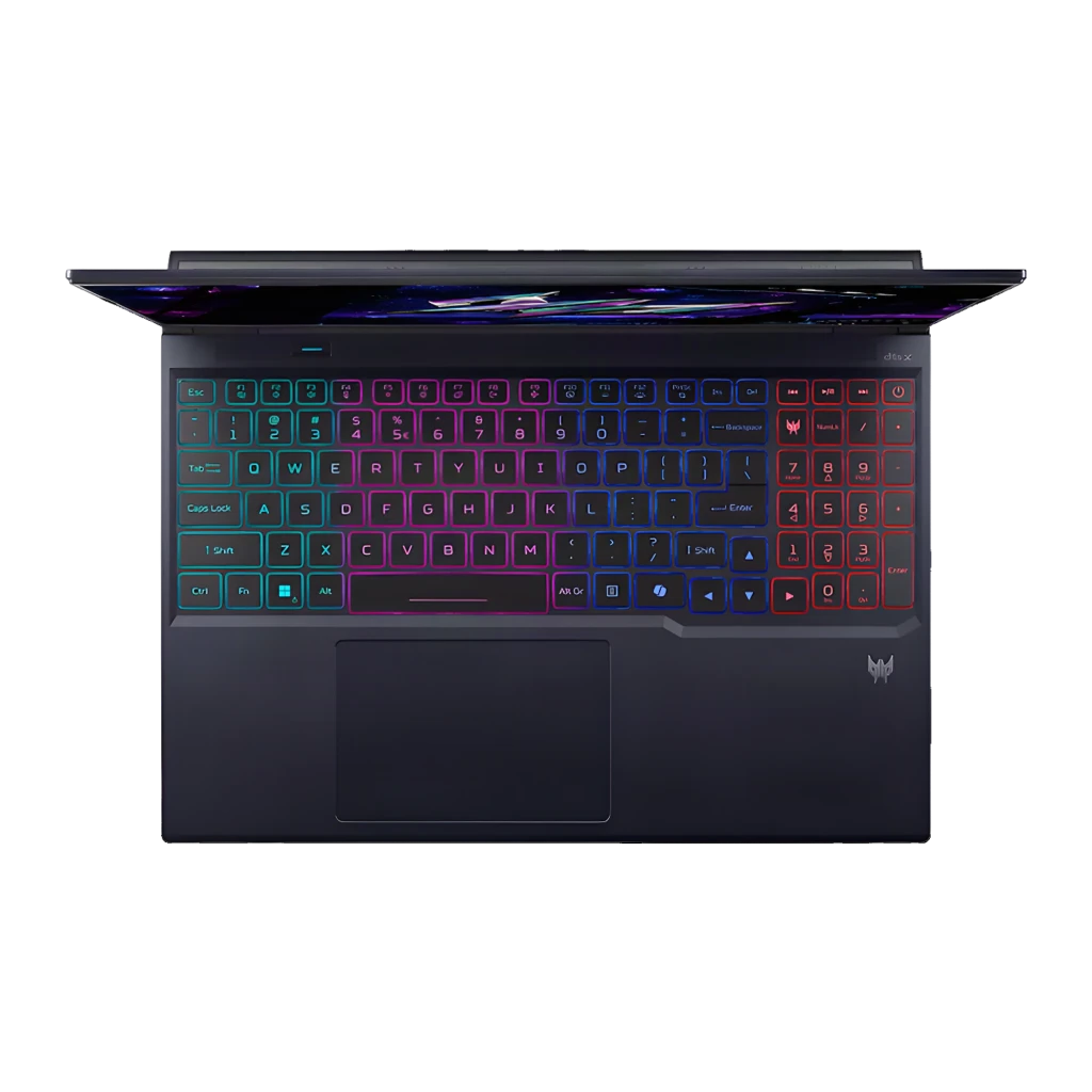 Acer PHN16-73-906A 1TB negro, vista frontal: pantalla con logo Predator, teclado RGB multicolor iluminado - Ítem4
