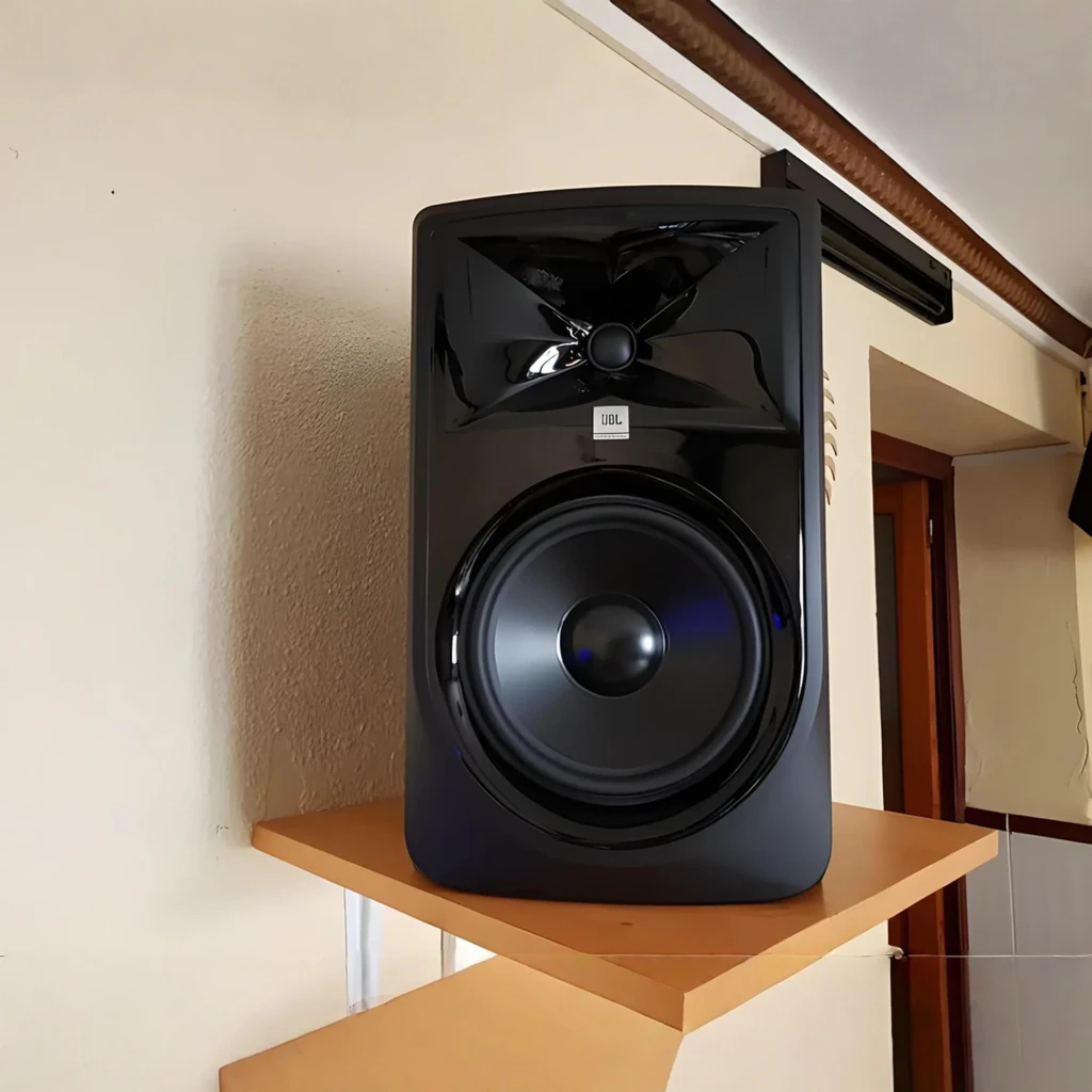 JBL Moniteur de studio 306P MkII noir, vue en angle: tweeter à guide d'onde et woofer 6 pouces visibles sur la face avant - Ítem3