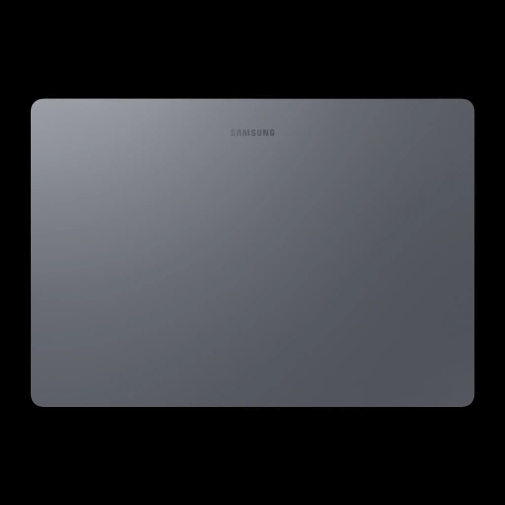 Samsung Galaxy Book6 Ultra 16" 1TB Gris, vue arrière à plat: couvercle métallique gris avec logo Samsung centré