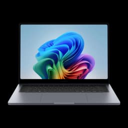 Samsung Galaxy Book6 Ultra 16" 1TB Gris, vista frontal: pantalla encendida con fondo Windows 11, teclado y touchpad visibles
