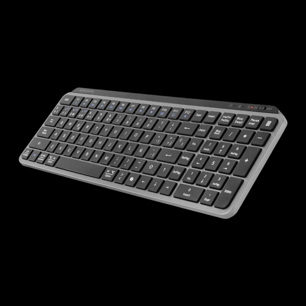 Mars Gaming MK-SILENKEYS negro, vista frontal derecha: teclado compacto QWERTY español con teclado numérico integrado