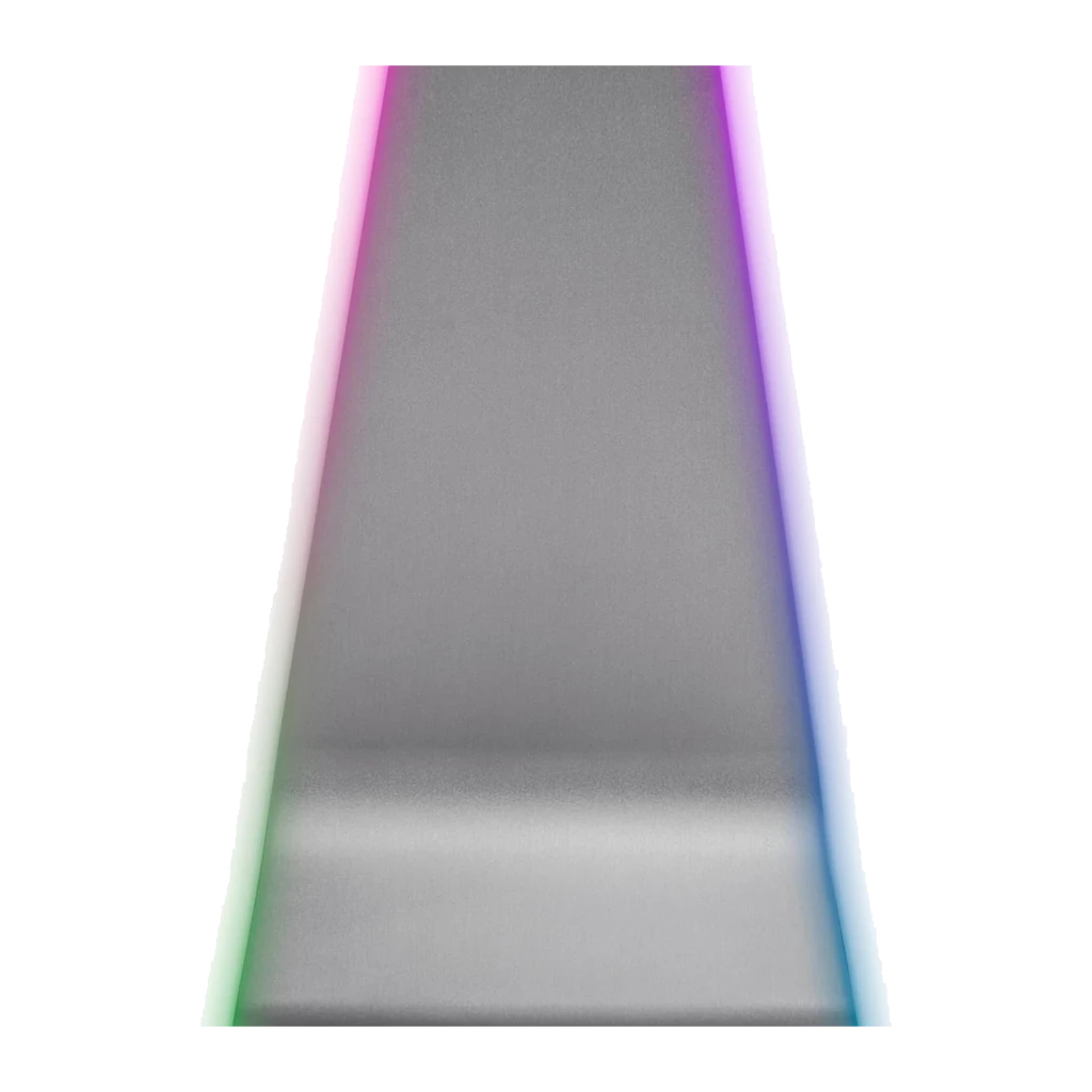 Thermaltake ARGENT HS1 RGB Stand Hub noir-gris, vue latérale: éclairage RGB périmétrique, bras courbe métallique et logo TT - Ítem1