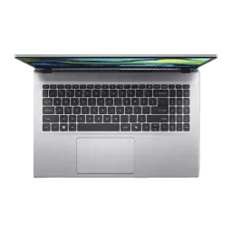 Acer Aspire Go 15 AG15-42P 512GB Argent pur, vue du dessus: clavier complet avec pavé numérique et touchpad argenté