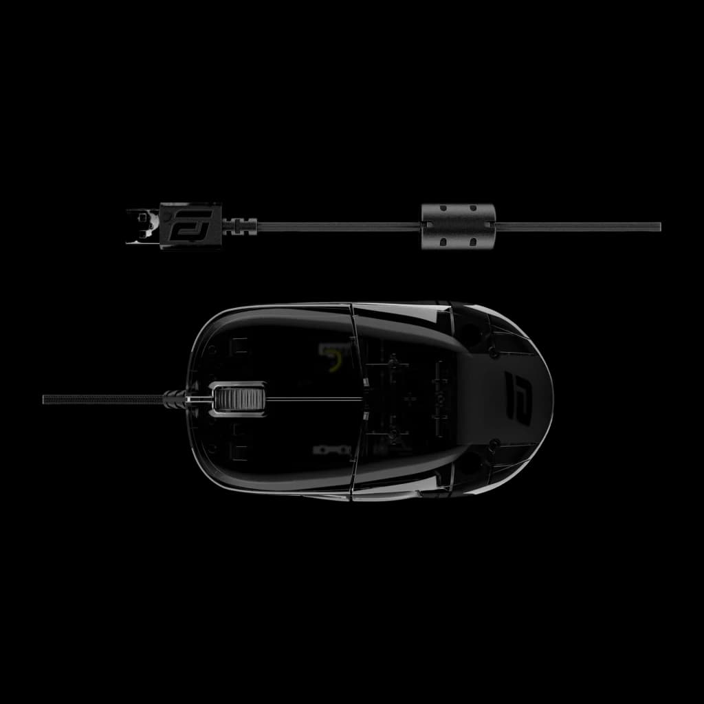Endgame Gear XM1r Dark Reflex negro semitransparente, kit vista superior: ratón, cable trenzado, conector USB y clip