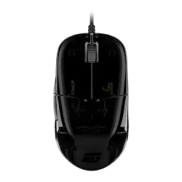 Endgame Gear XM1r Dark Reflex negro semitransparente, vista superior: carcasa brillante, rueda central y logo Endgame Gear