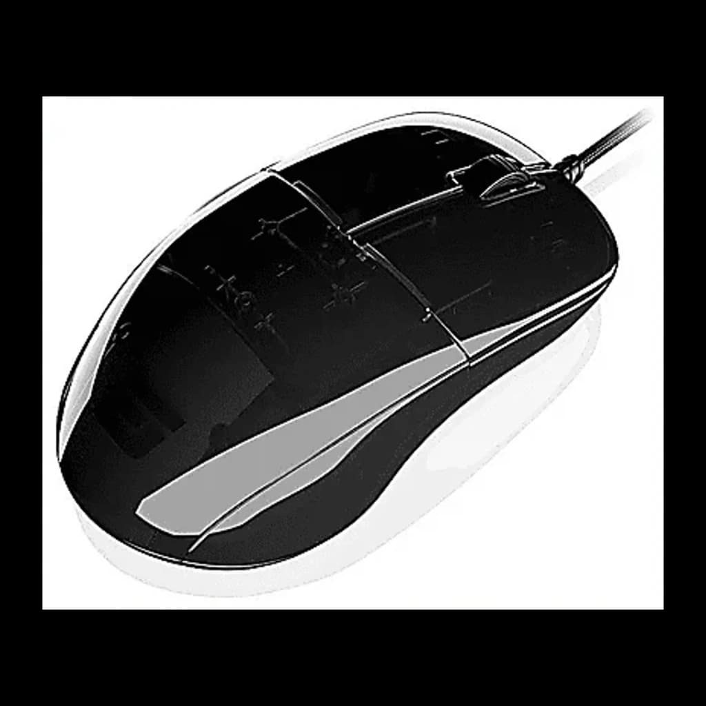 Endgame Gear XM1r Gaming Mouse negro semitransparente, vista diagonal superior: carcasa brillante, botones laterales y cable