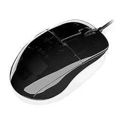 Endgame Gear XM1r Gaming Mouse negro semitransparente, vista diagonal superior: carcasa brillante, botones laterales y cable