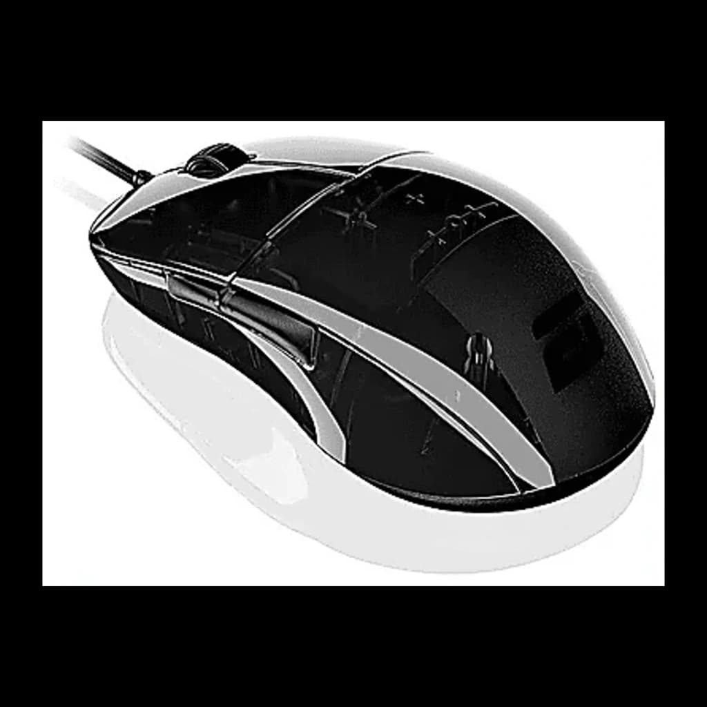 Endgame Gear XM1r Gaming Mouse Dark Reflex negro semitransparente, vista lateral superior: carcasa brillante con interior
