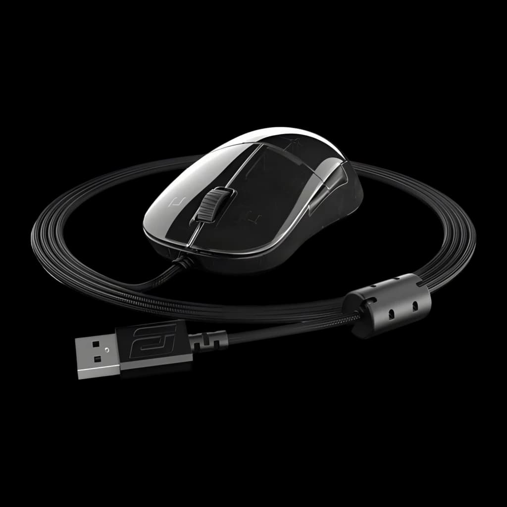 Endgame Gear XM1r Dark Reflex negro semitransparente, vista superior con cable: ratón gaming con cable USB trenzado
