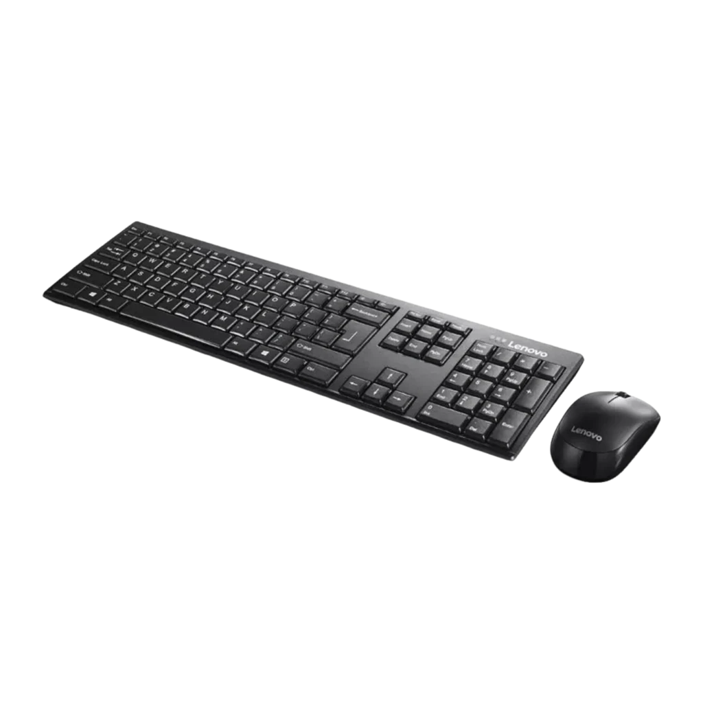 Lenovo 100 Wireless Combo Keyboard & Mouse noir, vue du dessus: clavier complet avec pavé numérique et souris avec récepteur - Ítem1