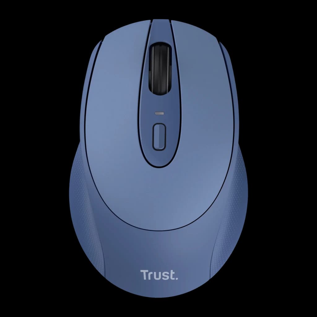 Trust Zaya 1600 DPI Bleu, vue du dessus: molette de défilement, bouton DPI central et texture latérale antidérapante