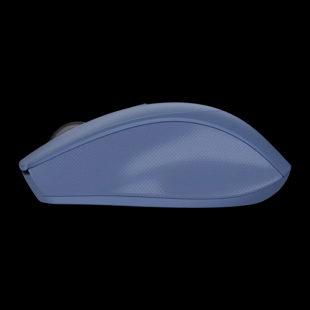 Trust Souris Zaya Sans Fil 1600 DPI Bleu, vue latérale: profil droit avec texture pointillée et molette visible