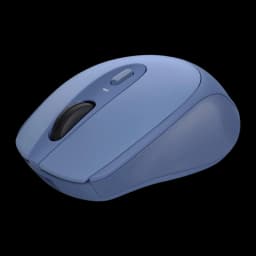 Trust Zaya 1600 DPI Bleu, vue latérale-supérieure: corps ergonomique, molette noire et zone texturée antidérapante