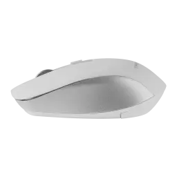 Tacens Zenith 6ZENITHWES blanco, vista lateral: perfil del ratón inalámbrico con panel superior plateado texturizado