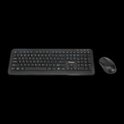 Targus AKM610ES noir, kit complet: clavier et souris sans fil noirs vus de dessus ensemble