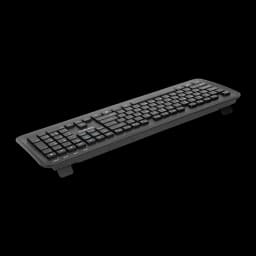 Targus AKM610ES noir, vue latérale arrière: profil du clavier sans fil avec pieds d'inclinaison visibles