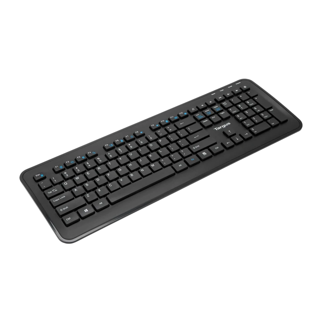 Targus AKM610ES negro, kit completo: teclado y ratón inalámbricos negros vistos desde arriba juntos - Ítem1