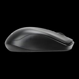 Targus Kit clavier et souris sans fil AKM610ES noir, vue latérale: profil de la souris avec courbe ergonomique et molette