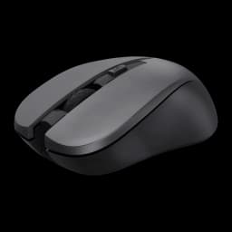 Trust Kit teclado ratón inalámbrico Trezo negro, vista lateral: ratón gris con botón DPI y rueda texturizada