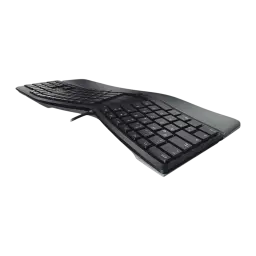 CHERRY KC 4500 ERGO USB QWERTY negro, vista trasera en ángulo: perfil elevado y curva ergonómica del teclado