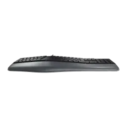 CHERRY KC 4500 ERGO negro, vista lateral: perfil ergonómico curvo y reposamuñecas integrado