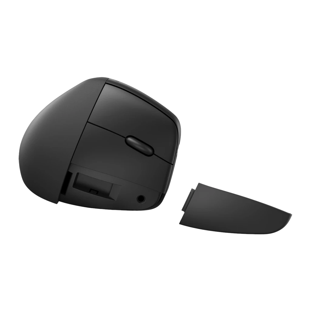 CHERRY Souris MW 4500 Sans Fil Noir, vue latérale gauche: forme ergonomique verticale, molette et boutons visibles, logo - Ítem2