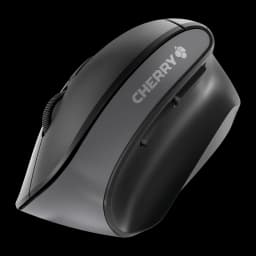 CHERRY Ratón MW 4500 Inalámbrico Negro, vista superior trasera: superficie superior brillante, logo CHERRY centrado, rueda
