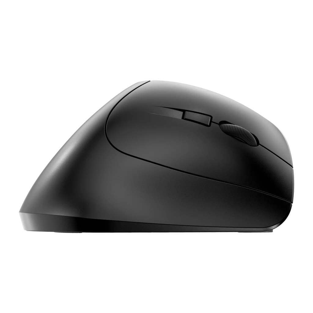 CHERRY Souris MW 4500 Sans Fil Noir, vue latérale gauche: forme ergonomique verticale, molette et boutons visibles, logo - Ítem5