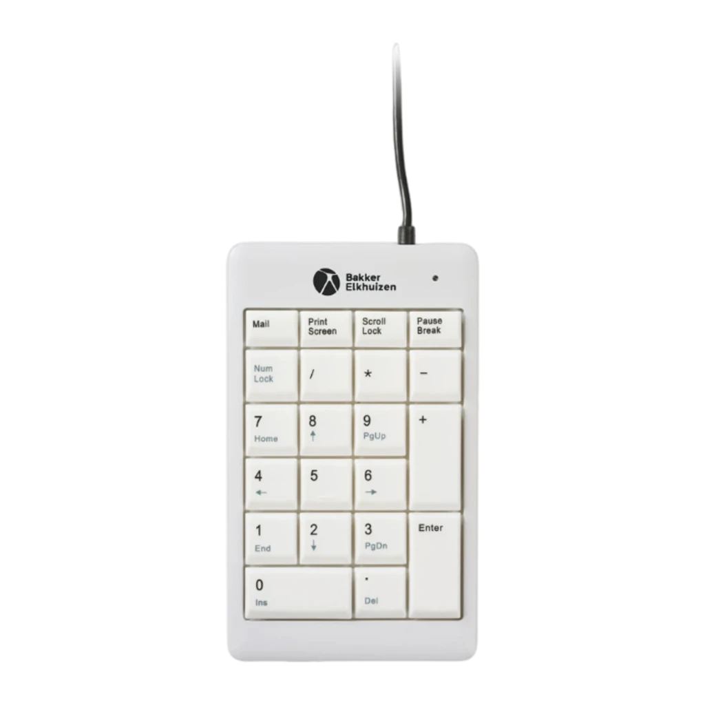 BakkerElkhuizen UltraBoard 955 V2 Numeric USB gris, vista frontal: teclado numérico con cable USB y teclas claras