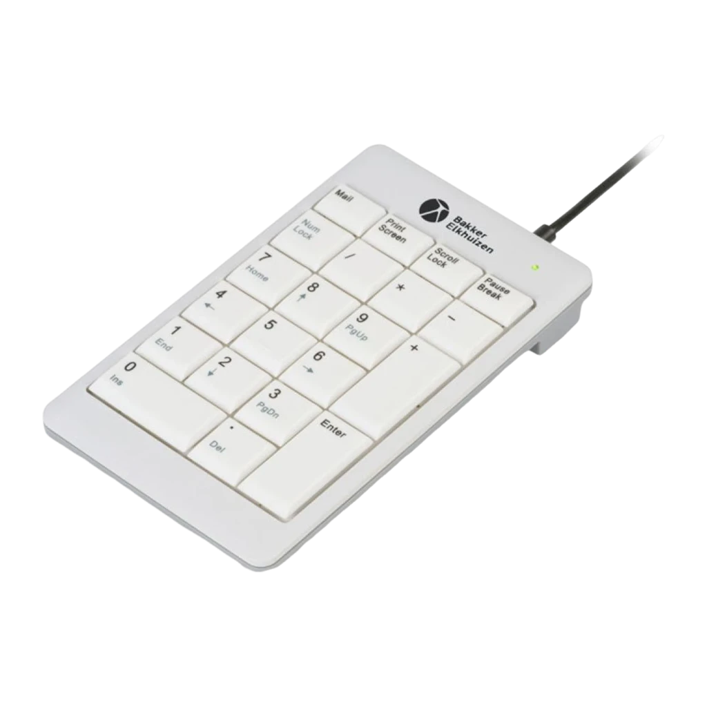BakkerElkhuizen UltraBoard 955 V2 Numeric USB gris, vue de face: pavé numérique avec câble USB et touches claires - Ítem1