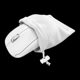 Cherry Ratón inalámbrico MW 2200 Blanco, kit: ratón parcialmente cubierto por bolsa de tela blanca con cordón