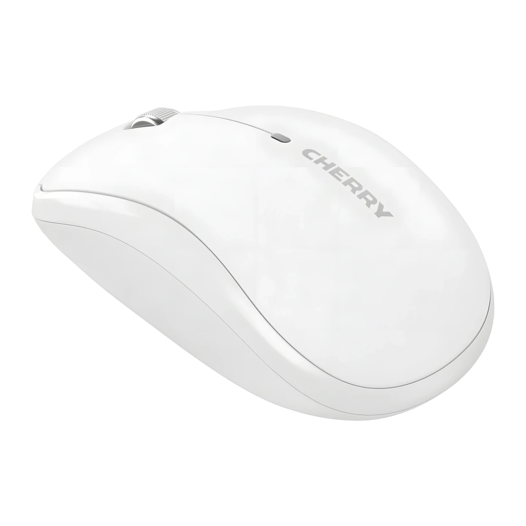 Cherry Souris sans fil MW 2200 Blanc, vue du dessus: molette centrale, boutons et logo Cherry visibles - Ítem6