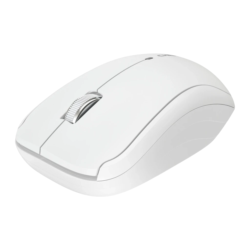 Cherry Souris sans fil MW 2200 Blanc, vue du dessus: molette centrale, boutons et logo Cherry visibles - Ítem1