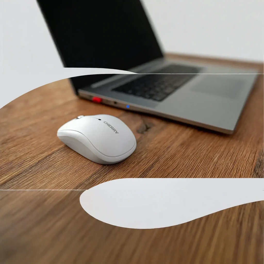 Cherry Souris sans fil MW 2200 Blanc, vue du dessus: molette centrale, boutons et logo Cherry visibles - Ítem4