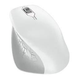 CHERRY Ratón Stream Comfort Wireless blanco, vista superior frontal: perfil ergonómico alto, rueda metálica y textura