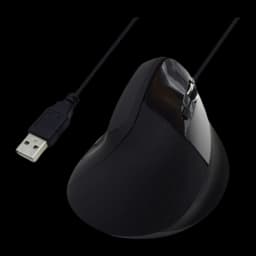 Ewent Souris verticale ergonomique EW3157 1800 DPI noir, vue avant-dessus: forme verticale avec câble USB visible