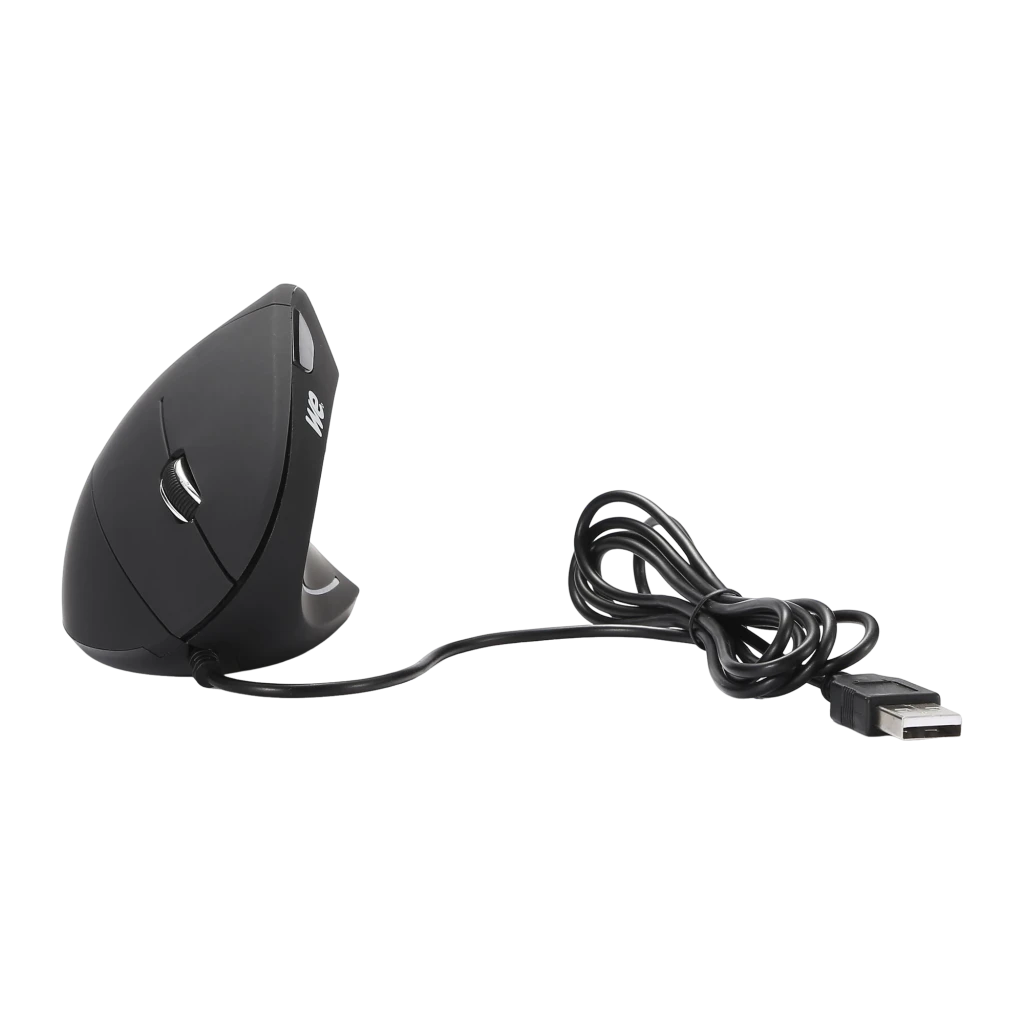 Ewent Souris verticale ergonomique EW3157 1800 DPI noir, vue avant-dessus: forme verticale avec câble USB visible - Ítem1