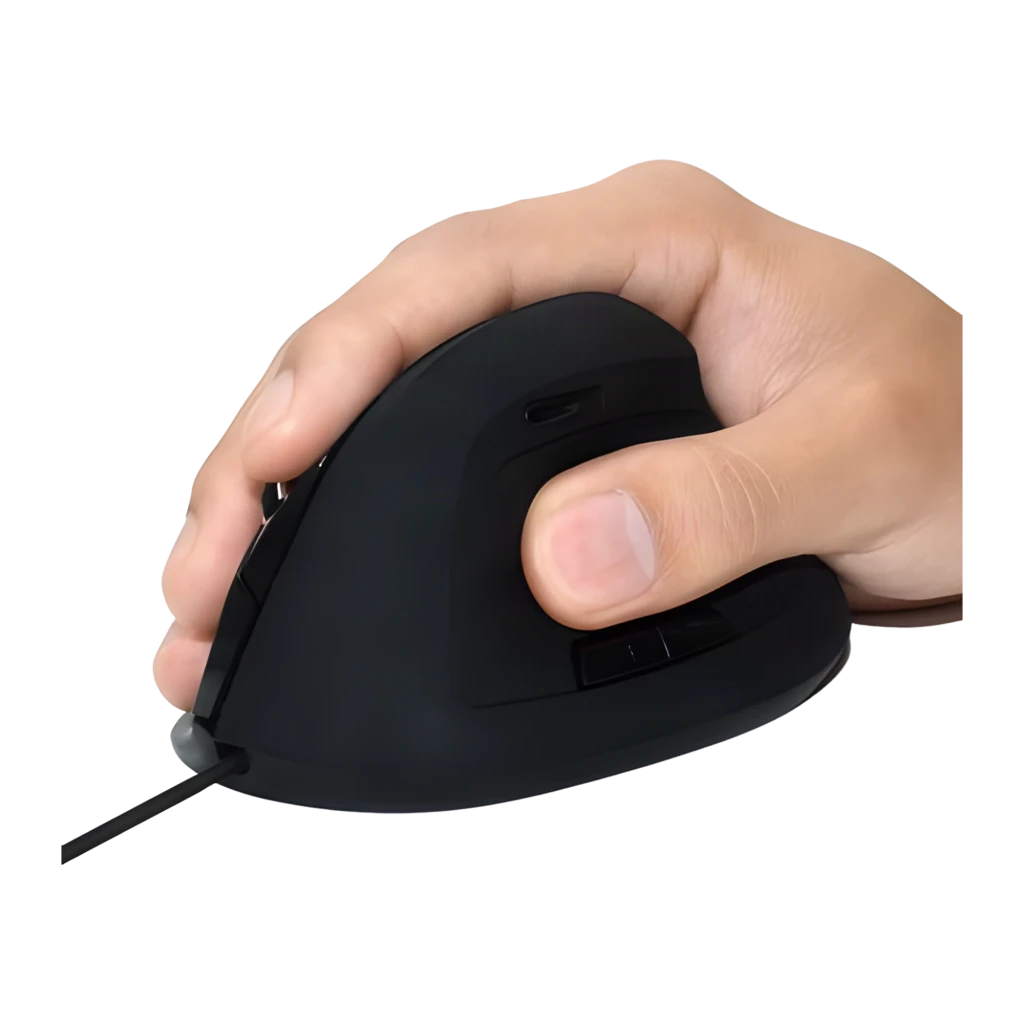 Ewent Souris verticale ergonomique EW3157 1800 DPI noir, vue avant-dessus: forme verticale avec câble USB visible - Ítem3