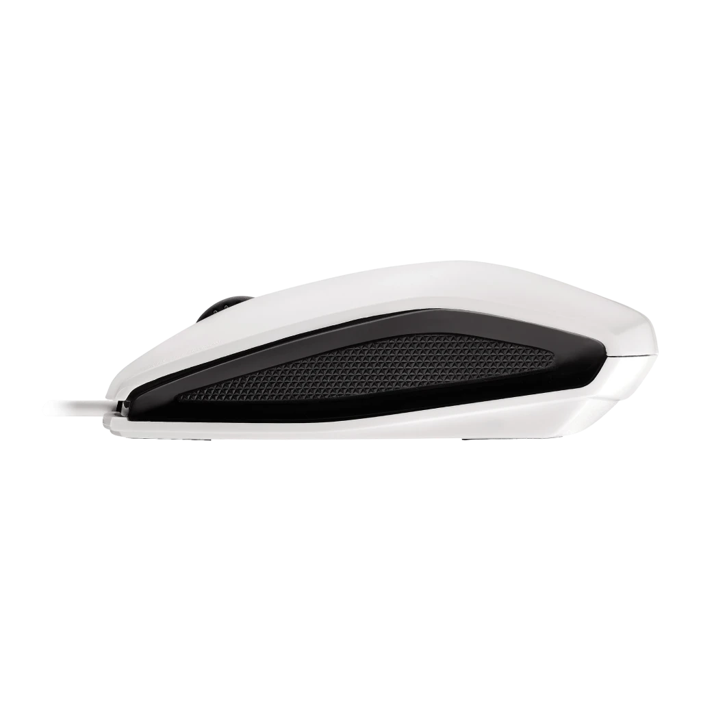 Cherry Ratón Gentix blanco, vista superior: cuerpo blanco con franja central negra, rueda de scroll y logo CHERRY - Ítem2