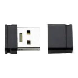 Intenso Micro Line 4GB noir, vue séparée: corps et capuchon détachés révélant le connecteur USB métallique