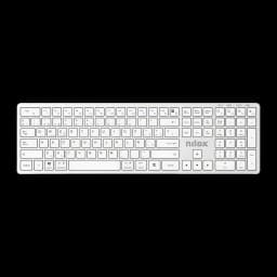 Nilox Teclado Pro Wireless Silver Español Blanco, vista superior: teclado completo con teclas blancas, marco plateado