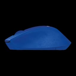 Logitech Souris M330 Silent Plus Bleu, vue latérale: profil droit avec texture triangulaire et molette de défilement