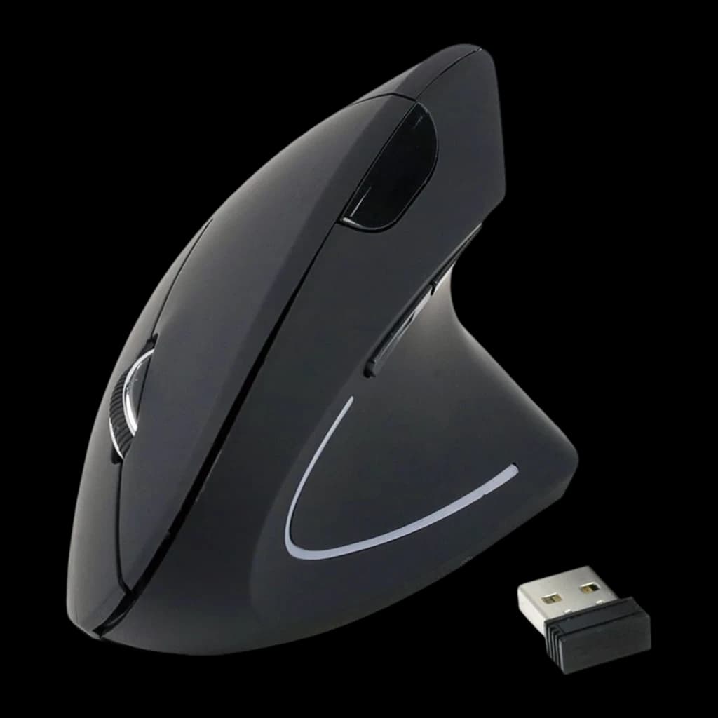 Equip 245110 souris sans fil ergonomique noir, kit: souris verticale avec récepteur USB nano au premier plan et bande