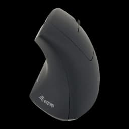 Equip 245110 souris sans fil ergonomique noir, vue latérale droite: logo Equip sur la base, forme courbée pour droitiers