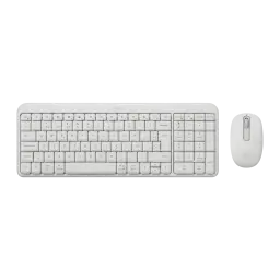 Logitech MK250 Combo QWERTY Espagnol Blanc, vue de dessus: clavier et souris sans fil sur fond noir